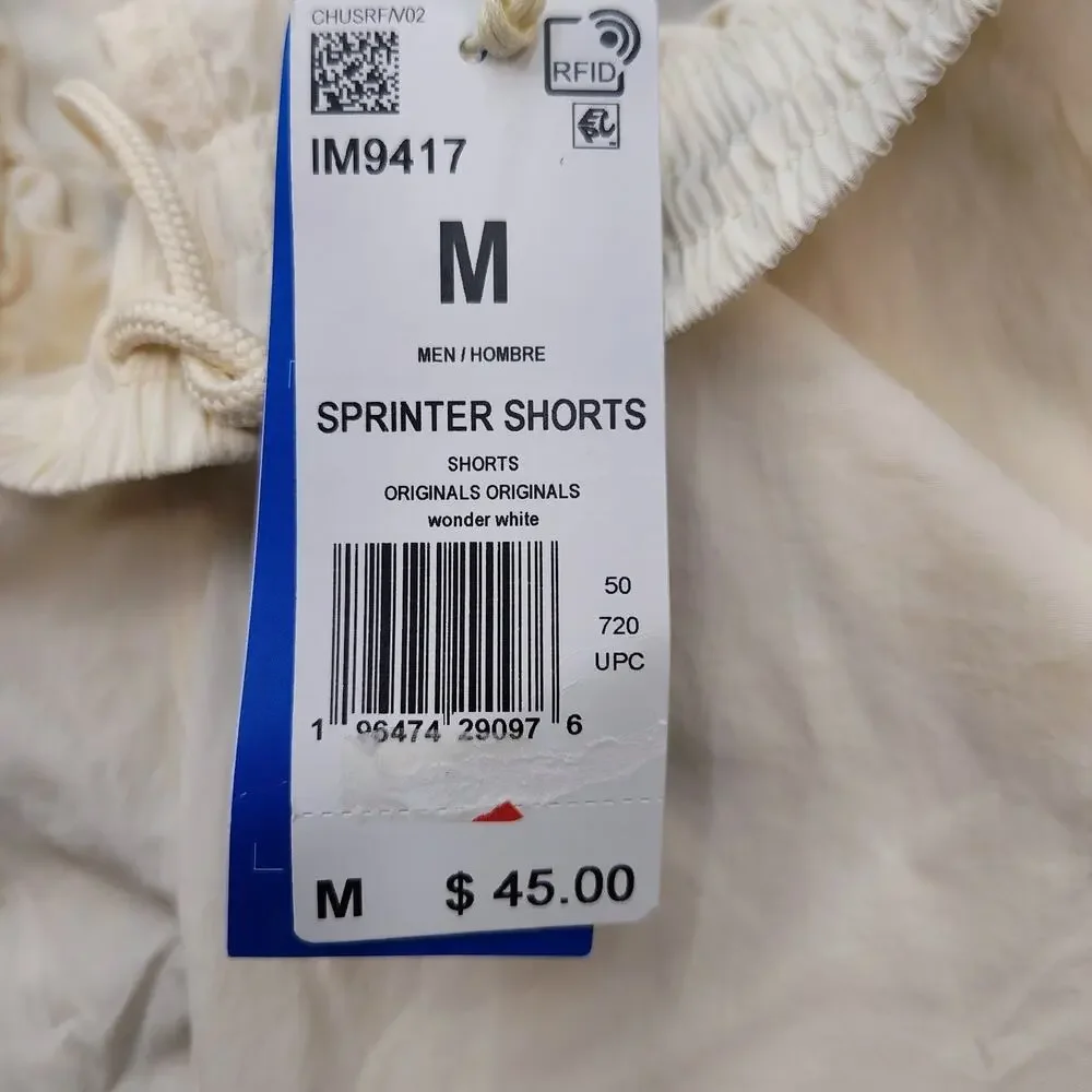 New Adidas Originals Classics Sprinter Shorts White Mens Size M Fast Shipping
